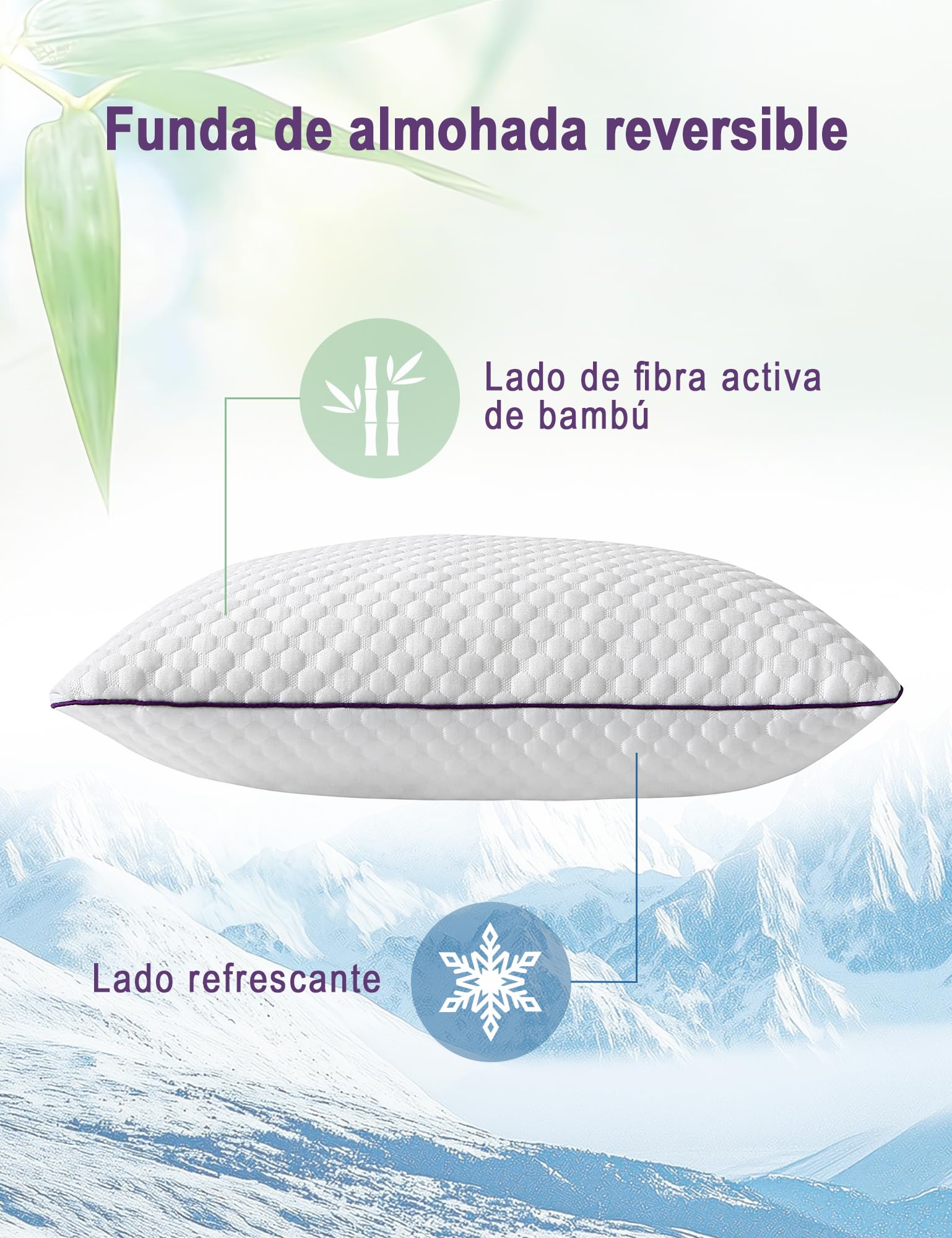 Almohada 50 × 70 cm 1 Unidad – Almohada Ergonómica para Dormir de Espuma Viscoelástica, Altura Ajustable con Cremallera, Uso Durante Todo el Año | Ergonómico ajustable en altura con cierre de cremallera, uso durante todo el año