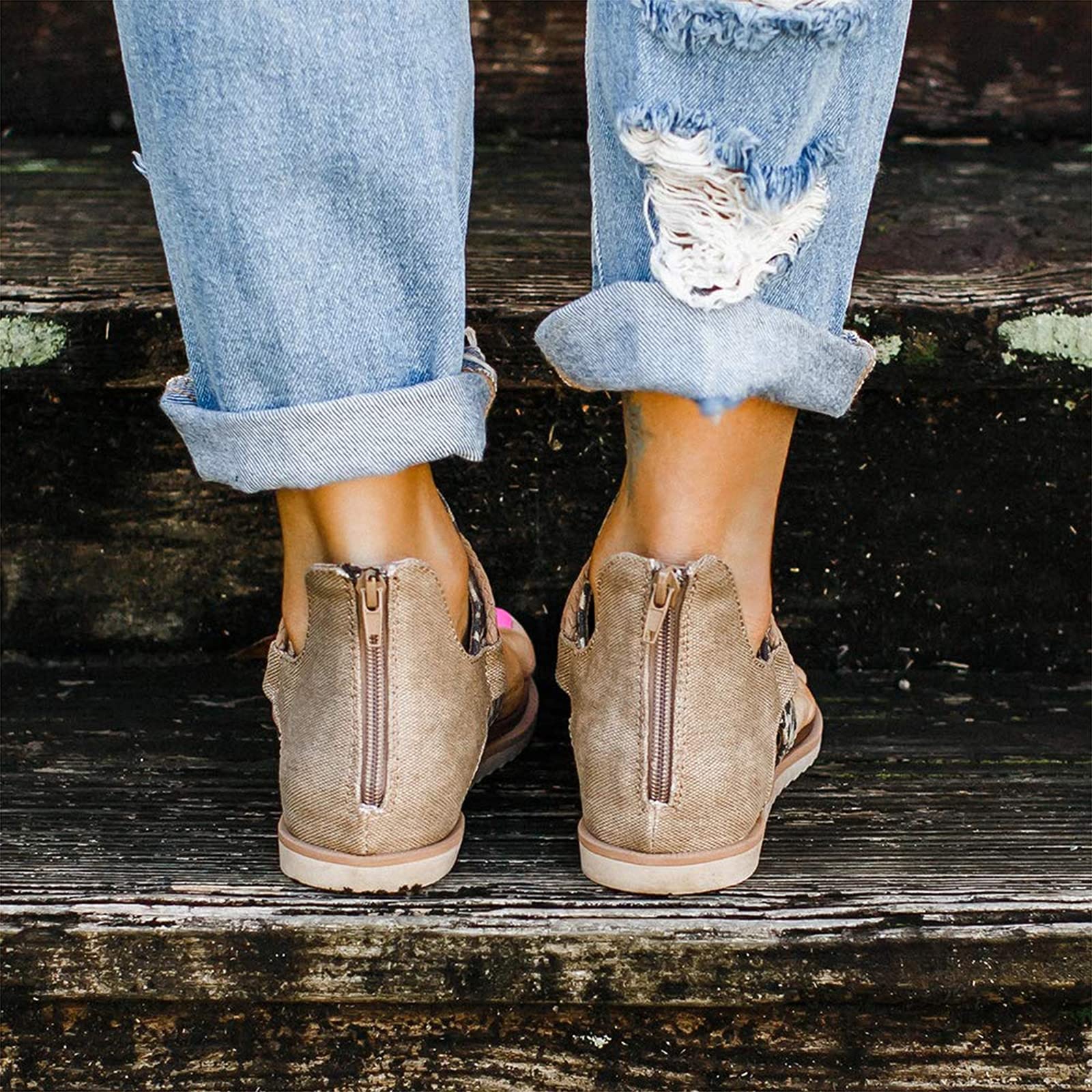 ZHANGMEI Femmes Rétro Sandales D'été Léopard Serpent Zèbre Imprimer Zipper Sandales De Plage Chaussures Plates,2,37CN ZHANGMEI Femmes Rétro Sandales D'été Léopard Serpent Zèbre Imprimer Zipper Sandales De Plage Chaussures Plates,2,37CN