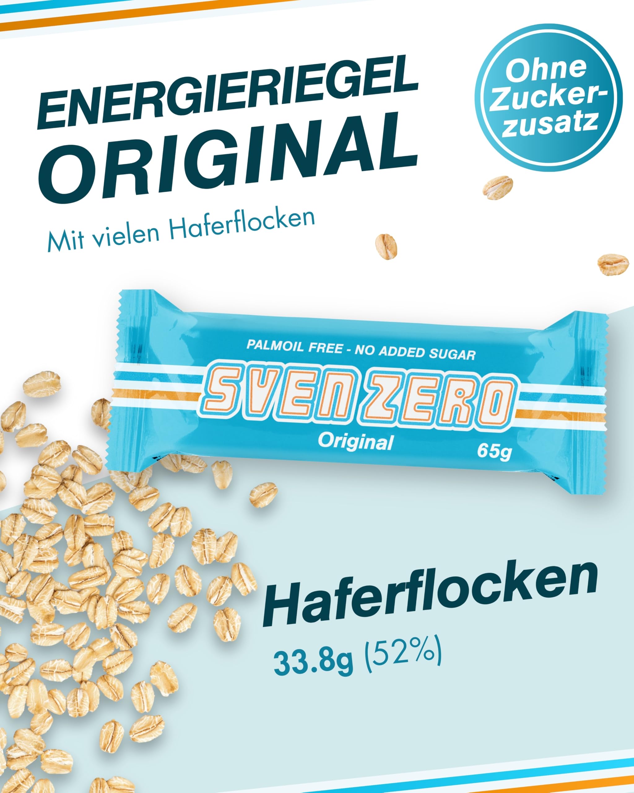 Sven Jack (Energy Cake) Haferriegel Zero Original 20x 65g | Haferflocken Riegel Original I Energieriegel ohne Zucker & Palmöl I Vegane Haferriegel I No added sugar I Kalorien Riegel I Müsliriegel