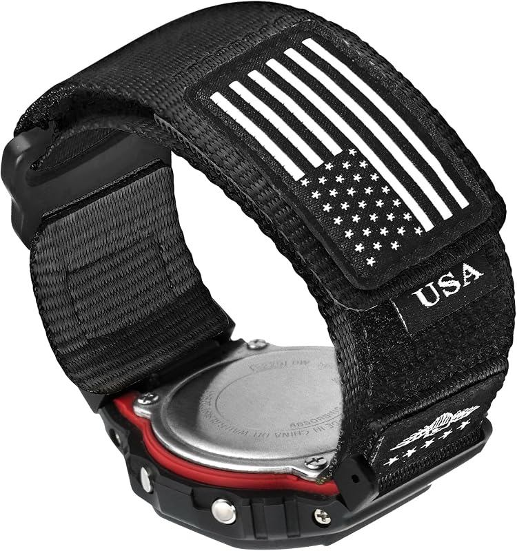 Abanen Sport Strap with Stars-Stripes Flag Nylon Large Size Watch Band for Casio gshock DW-5600/8900 / GA-100/GW-B5600/GB-5600 /GW-6900