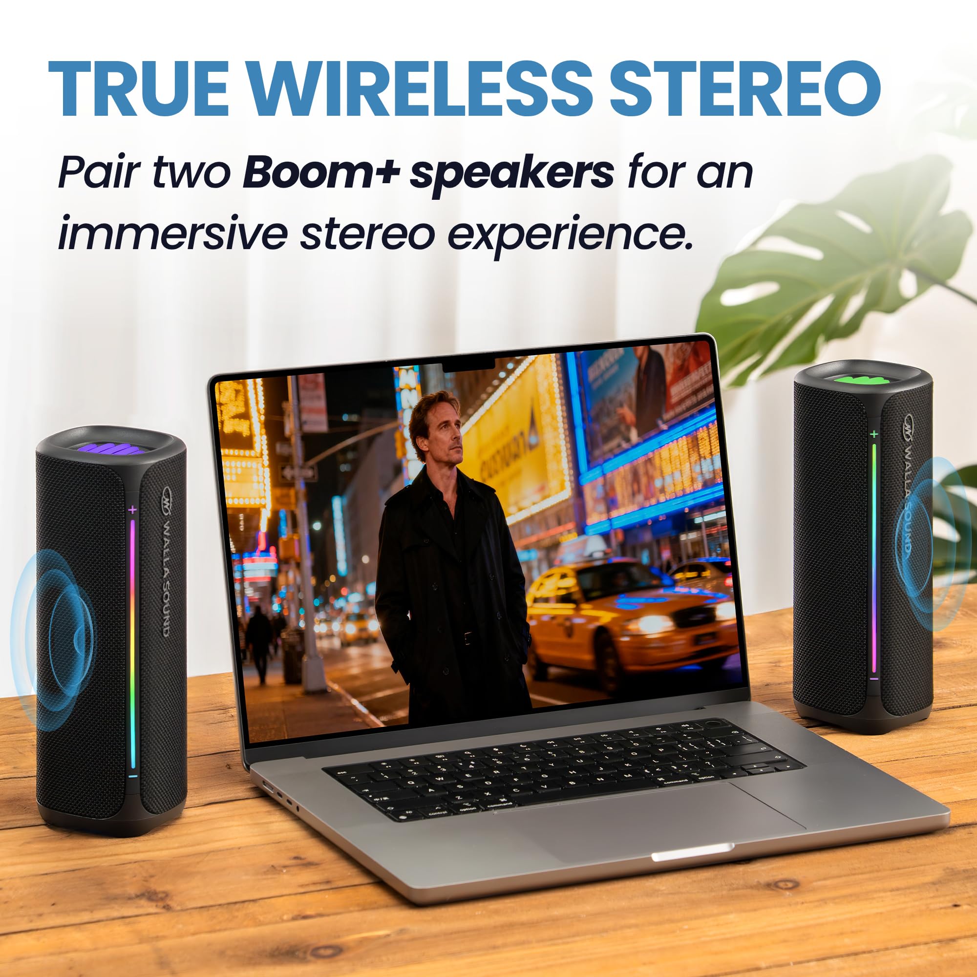 Altoparlante Bluetooth portatile Walla Boom+ - Audio ad alta potenza da 20 W, impermeabile IP67, accoppiamento TWS, ricarica USB-C, 8 ore di riproduzione, Bluetooth 6.0, progettato per interni ed