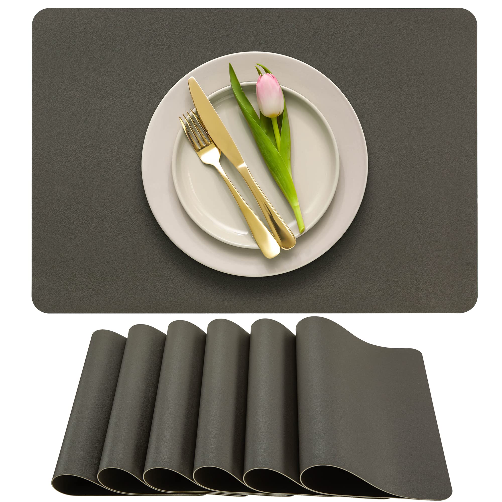 More Décor Tischsets 4er-Set – Waschbar, Hitzebeständig, PVC-Vinyl, Rutschfest, Elfenbein, 46x33 Cm