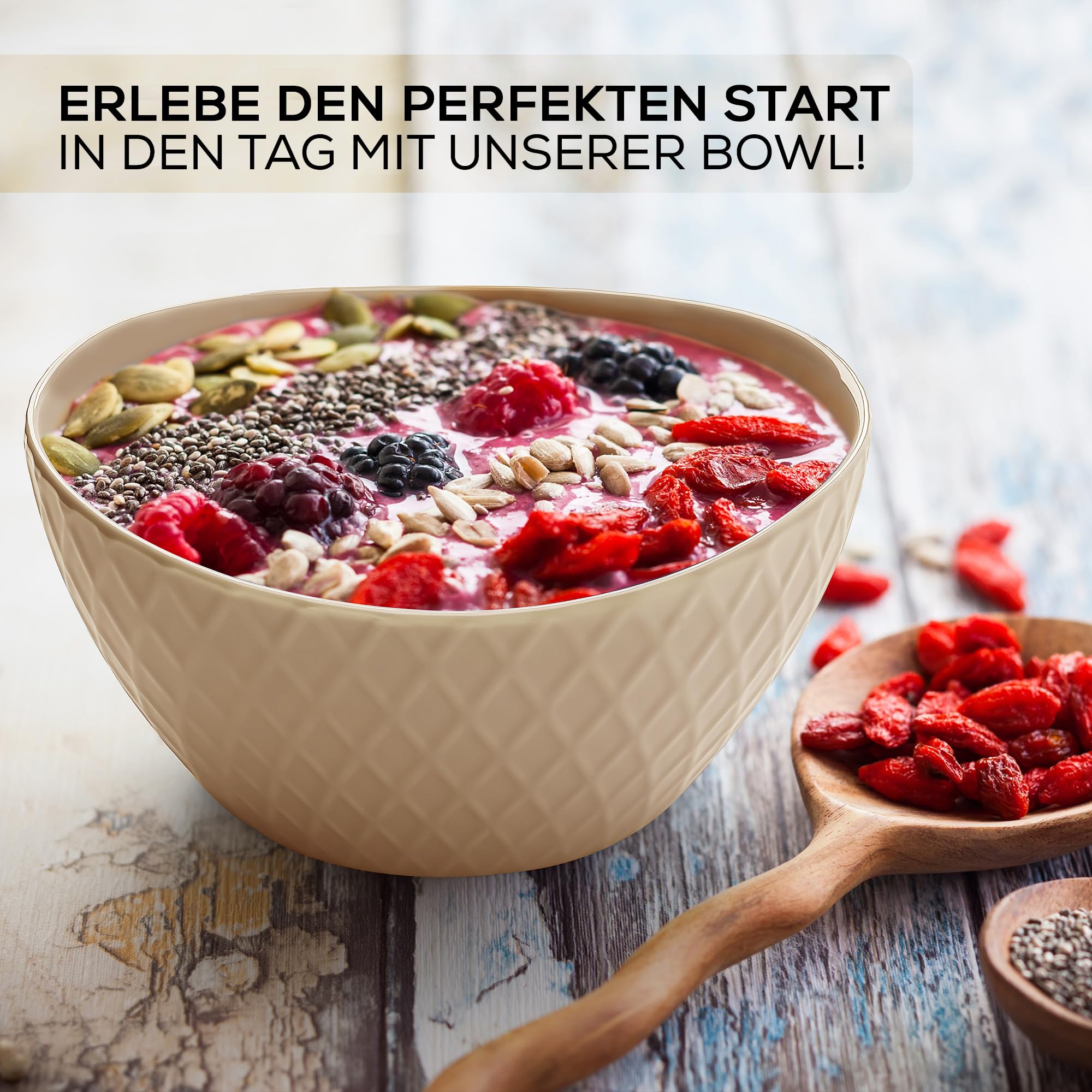 MIAMIO - Schüssel Set, Keramik (800ml) - Palmanova (Rot) für den Alltag | Keramik Schüssel Set für Müsli, Salat, Pasta und Snacks, 800ml, Rot für Küche und Alltag - spülmaschinenfest im Alltag