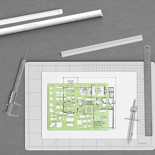Vista 115 de Pacific Arc Guía profesional de plantillas de planos de casa, con puertas, electrodomésticos, accesorios de plomería
