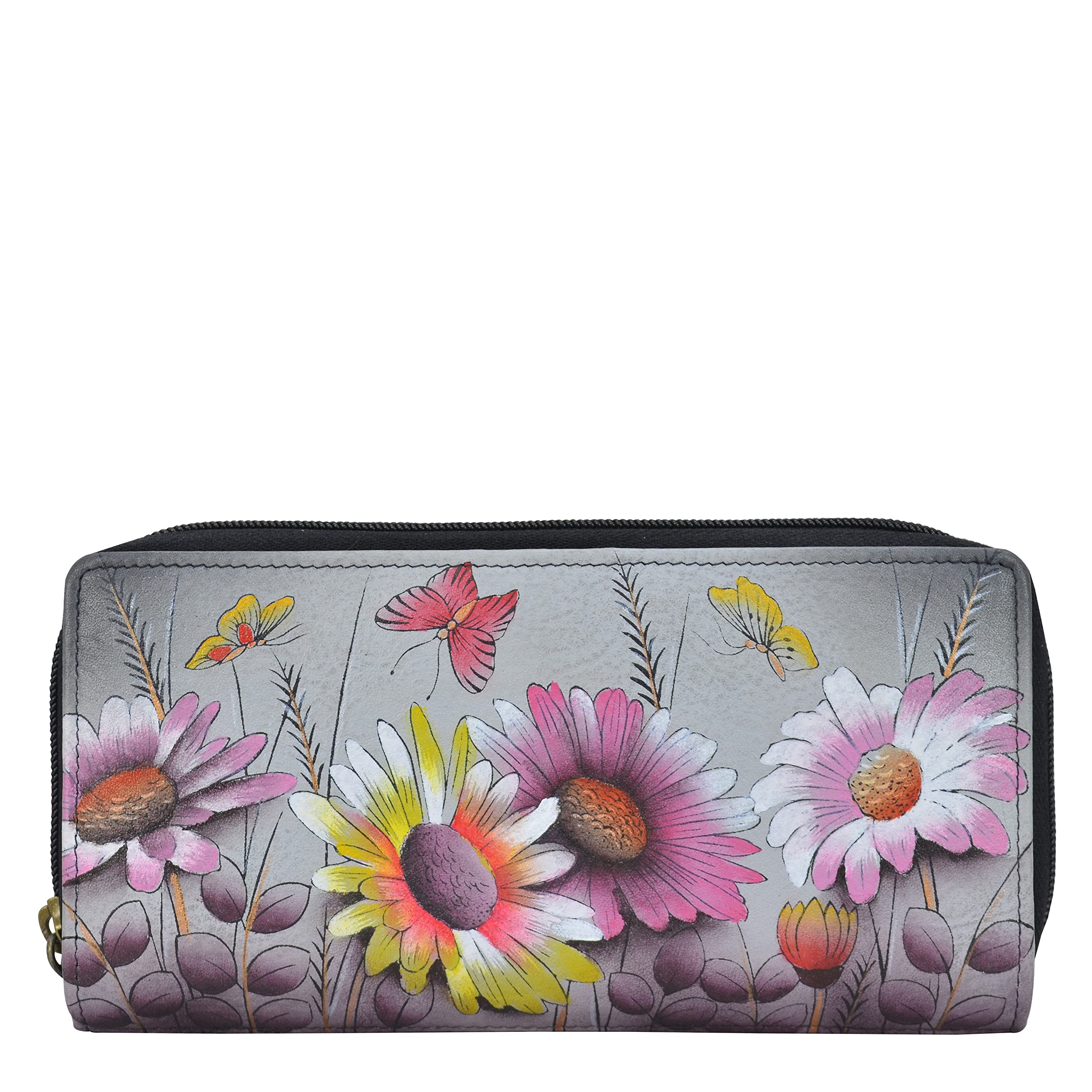Women's Hand Painted Leather Organizer Clutch-Paris Sunrise