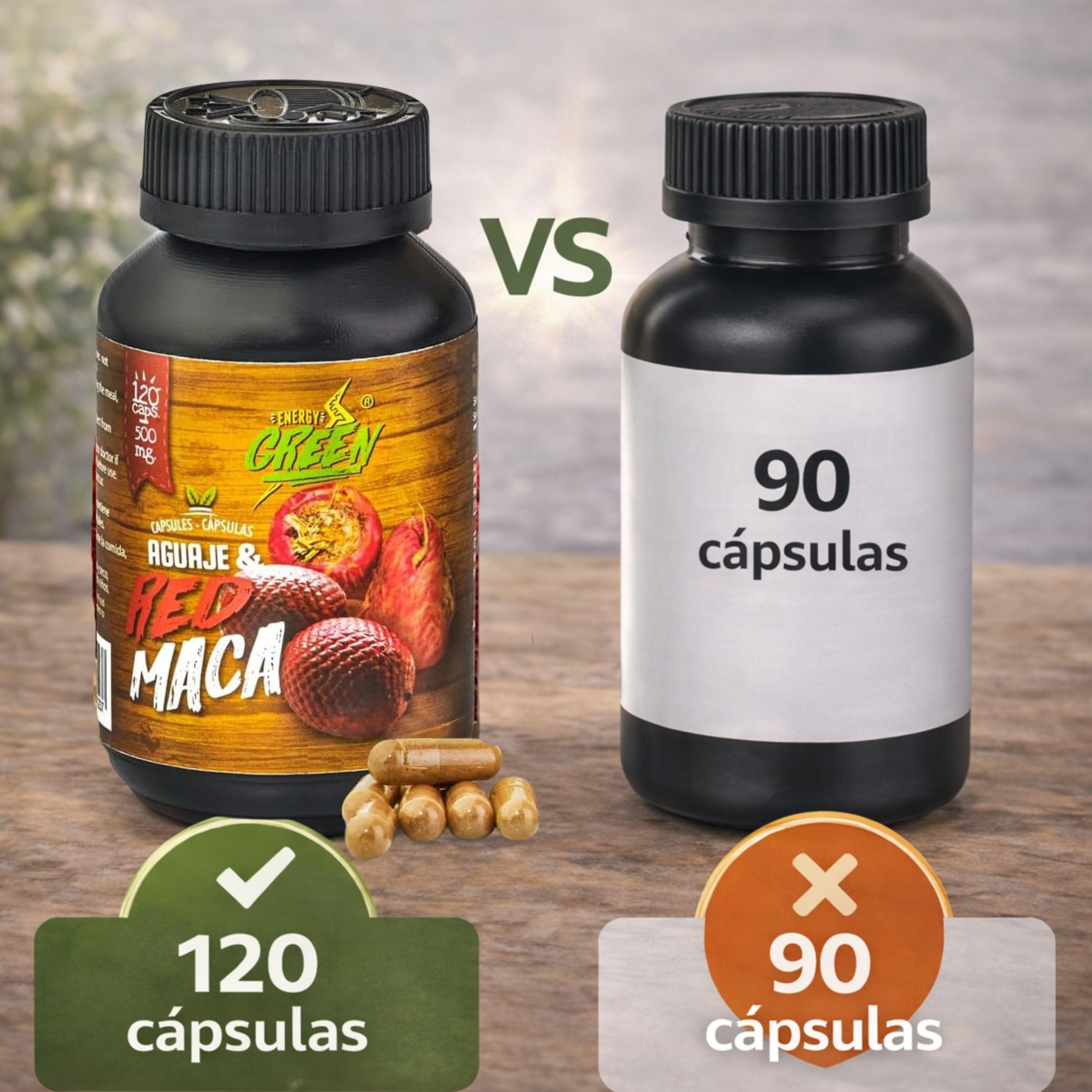 Aguaje with Red Maca Powder - 120 Pills - 1000mg Serving - Rich Phytostrogens Source - 100% Natural - Non GMO - Vegan - Wild Harvested in Peru