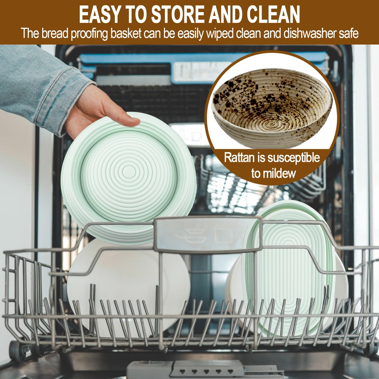 Banneton - Cestino ovale per lievitazione del pane, in silicone, kit per la preparazione del pane, accessori per la preparazione del pane, ciotola per lievitazione rotonda, set essenziale