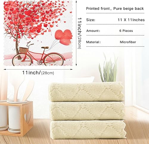 Miniatura 3 de VIGTRO Toallas de cocina con diseño de árbol del día de San Valentín, súper absorbentes, trapos de cocina de primera calidad para cocina, paños de