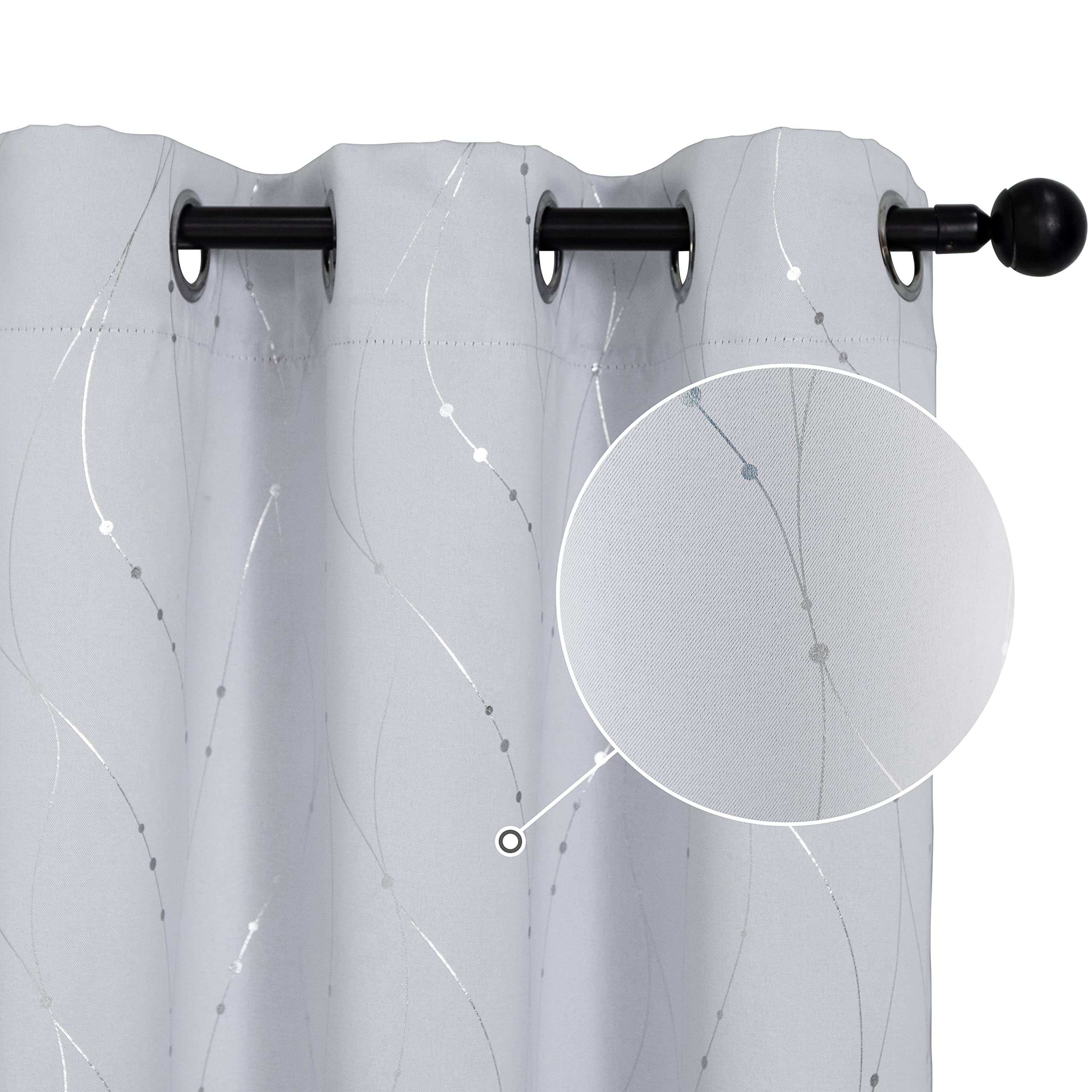 Tende Oscuranti Girasole: 2 Pannelli Effetto Metallizzato Per Camera E Soggiorno - Tessuto Isolante Luce E Rumore, Con Tasca Per Asta - Foto 6