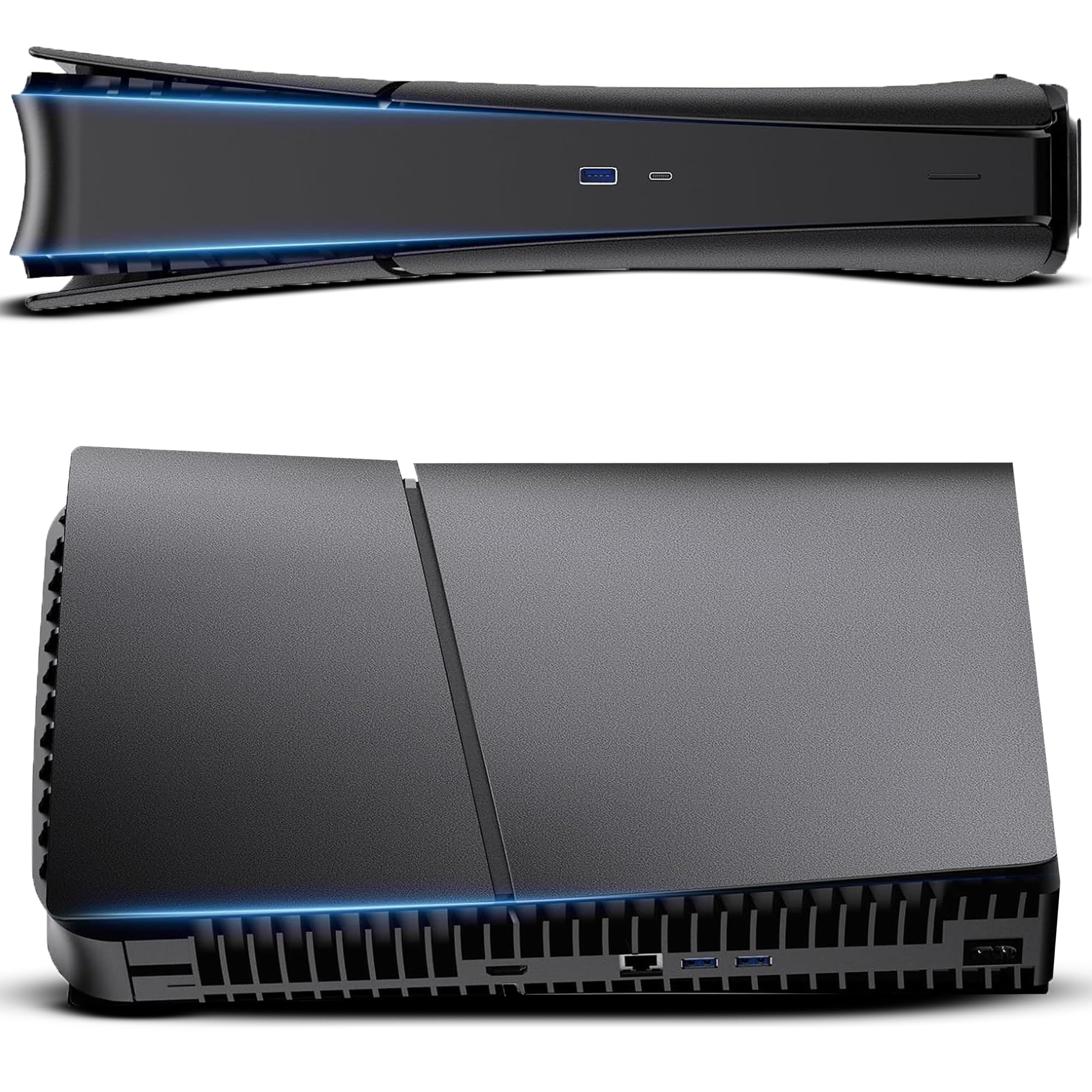 MatoSan Faceplate PS5 Slim - Funda de Repuesto Negra para Disco Playstation 5, Placas Laterales Duras a Prueba de Golpes, Carcasa para Consola, Accesorios de Repuesto (Digital)