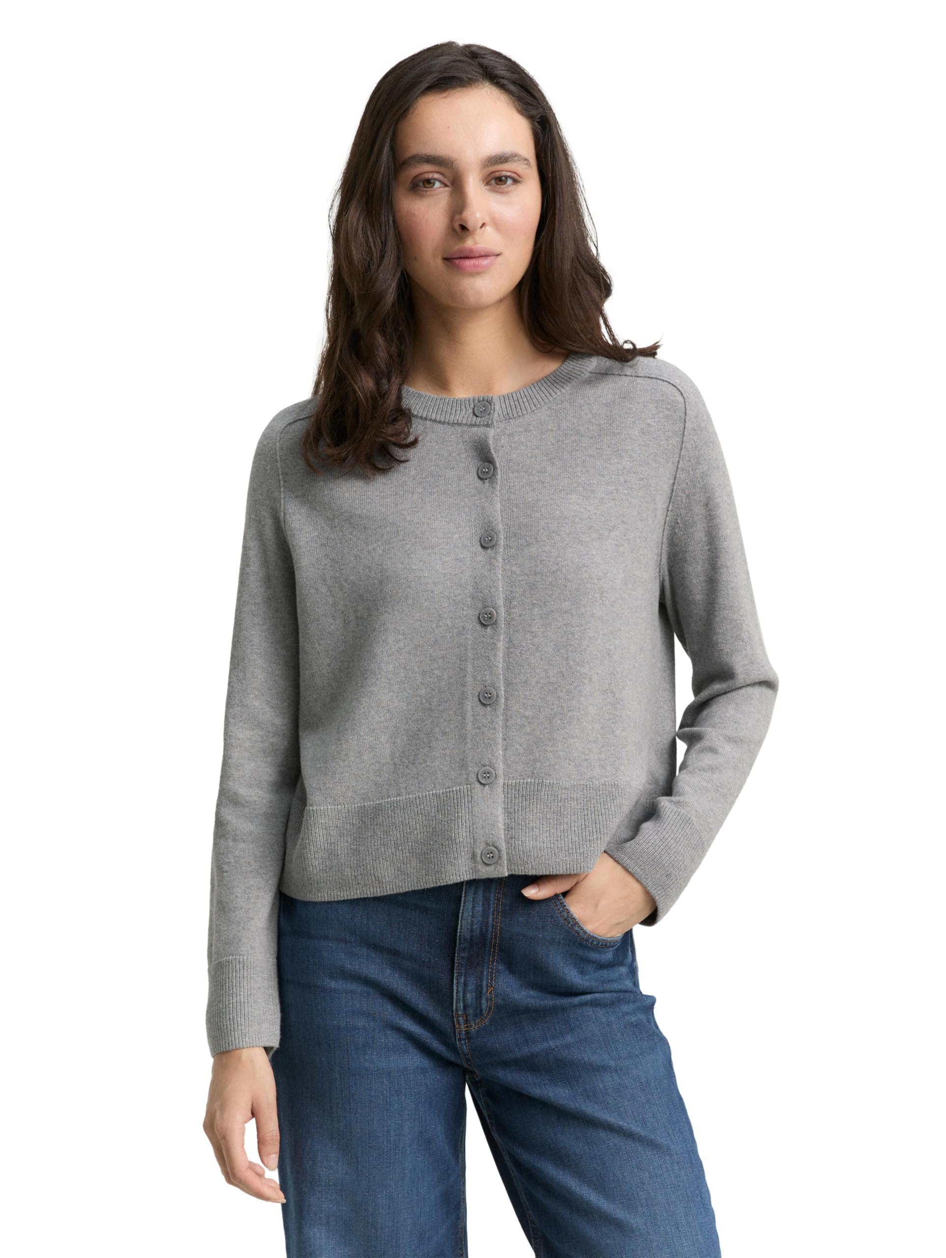 Tom Tailor Damen 1047700 Cardigan mit Rundhalsausschnitt