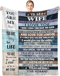 Gifts for Wife, Anniversary Blanket Gifts for Women Her Wife, Wifey Birthday Ideas from Husband, Romantic I Love You Present for Her, Christmas Valentines Mothers Day Presents Throw Blanket 60x50in