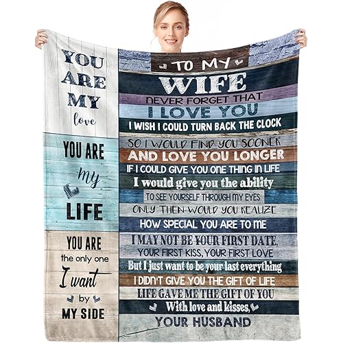 Gifts for Wife, Anniversary Blanket Gifts for Women Her Wife, Wifey Birthday Ideas from Husband, Romantic I Love You Present for Her, Christmas Valentines Mothers Day Presents Throw Blanket 60x50in