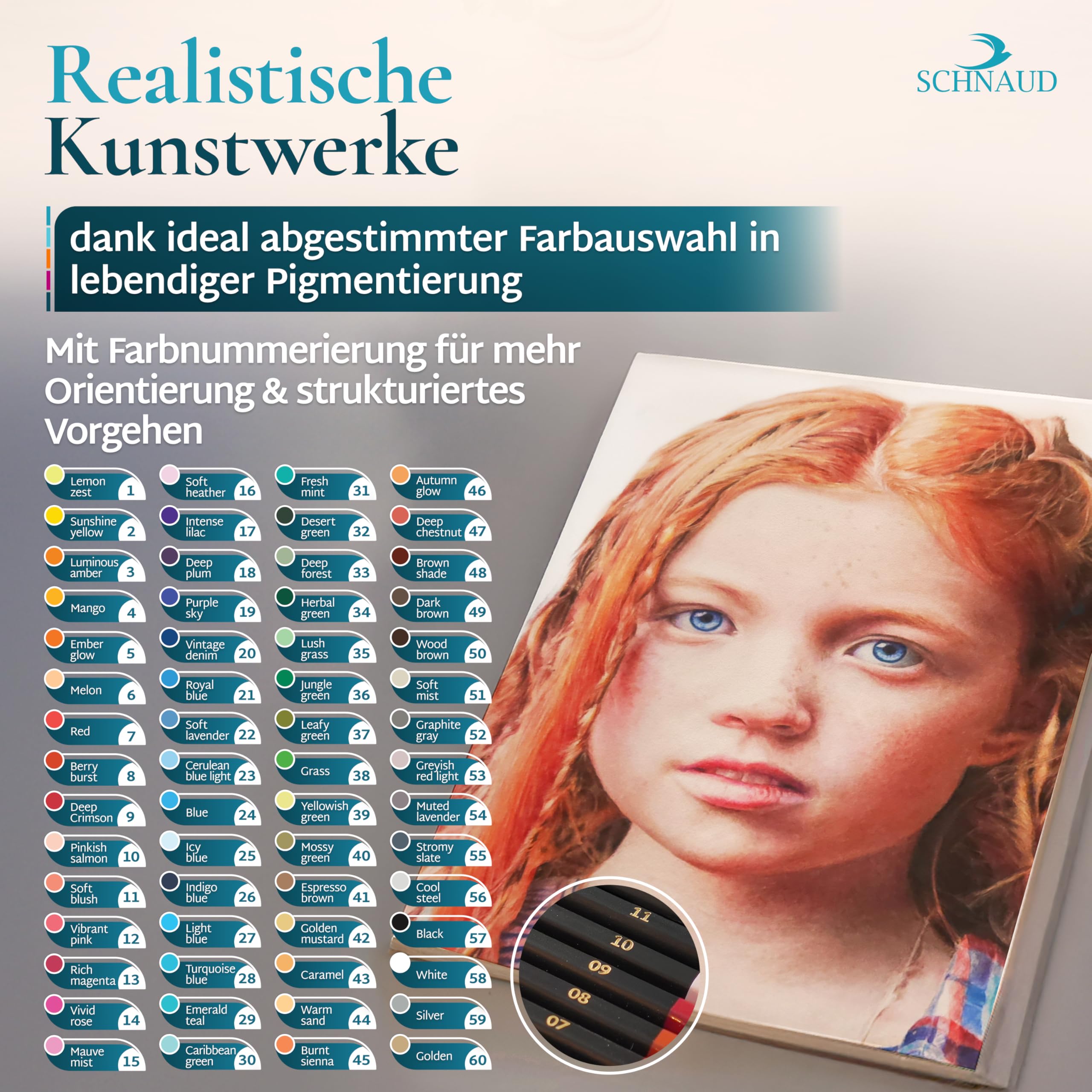 Colorgem Buntstifte für Erwachsene – 60 Farben Künstler Buntstifte Set, hochpigmentiert & bruchfest