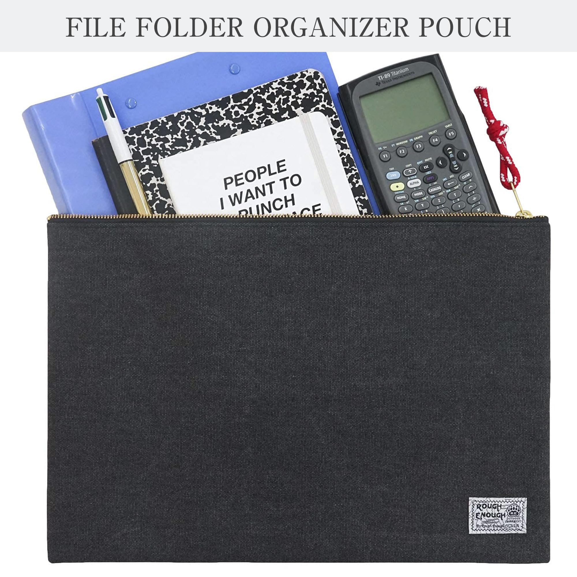 Rough Enough tela cerniera Storage borsa per documenti A4 a documenti cartella cartelle per deposito per ufficio scuola documenti file porta progetto tasche archiviato Profile organizer Black.