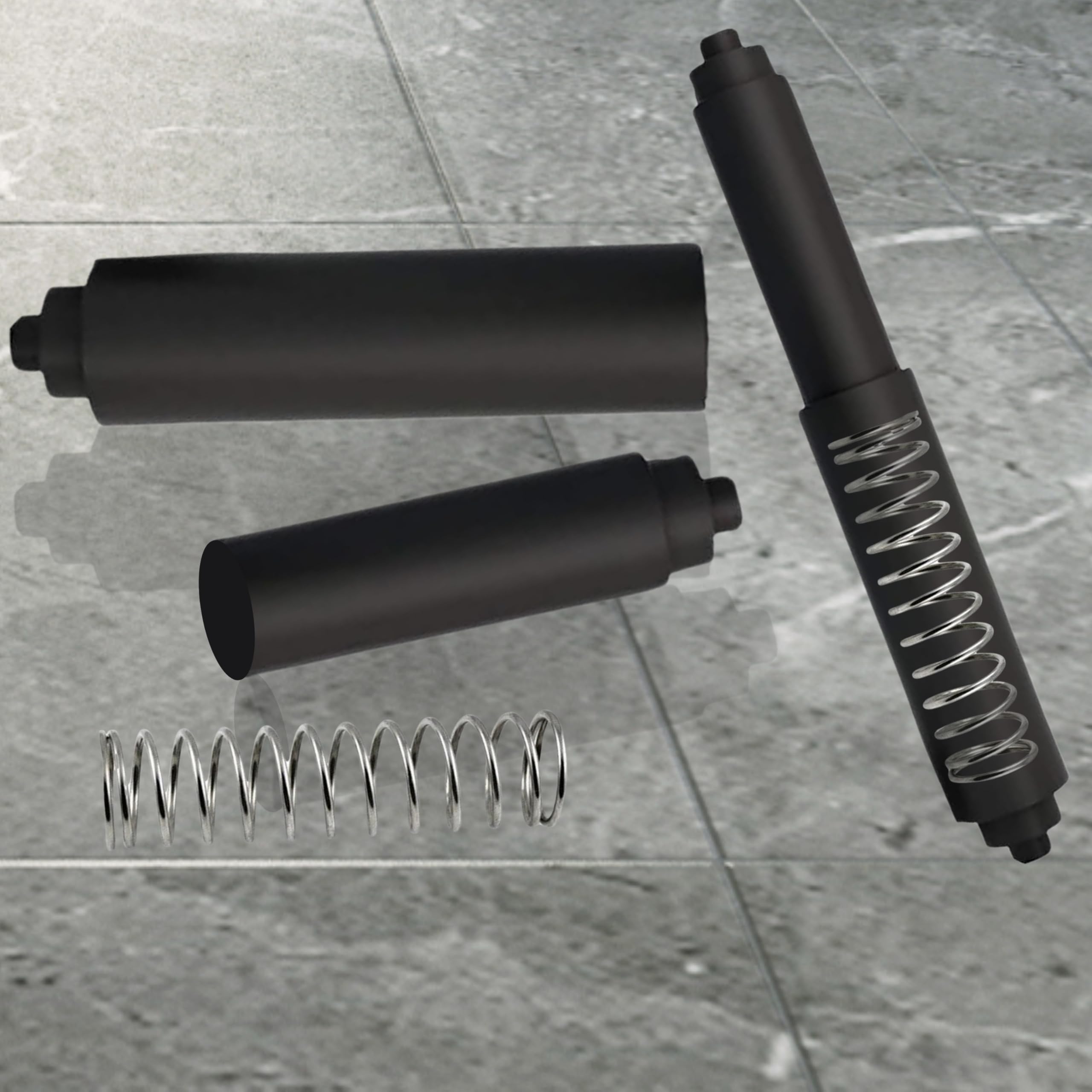 Toilet Paper Roller Holder (7 Inch) Black - Plastic (Spring Loaded) Replacement Spindle Rod - Roll Extender fits Extra Large Bathroom Tissue Rolls -