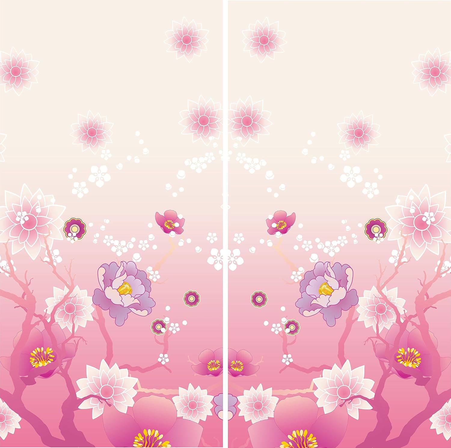 Factory4me Floral Curtains Magic Color. Window Curtain Set of 2 Panels Each W52 x L96 Total W104 x L96 inches Drapes for Living Room Bedroom Kitchen