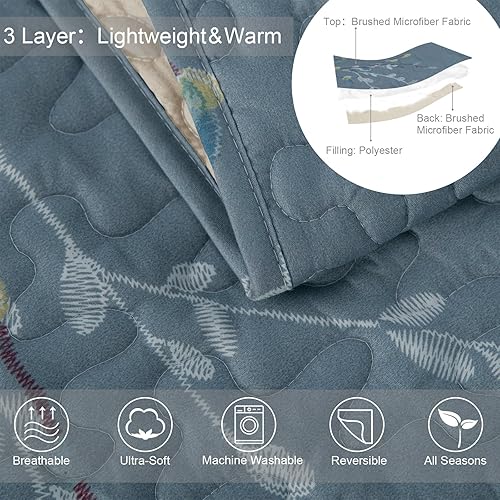 Miniatura 3 de Exclusivo Mezcla - Juego de edredón de microfibra, ligero juego de colcha y funda, diseño de ramas florales