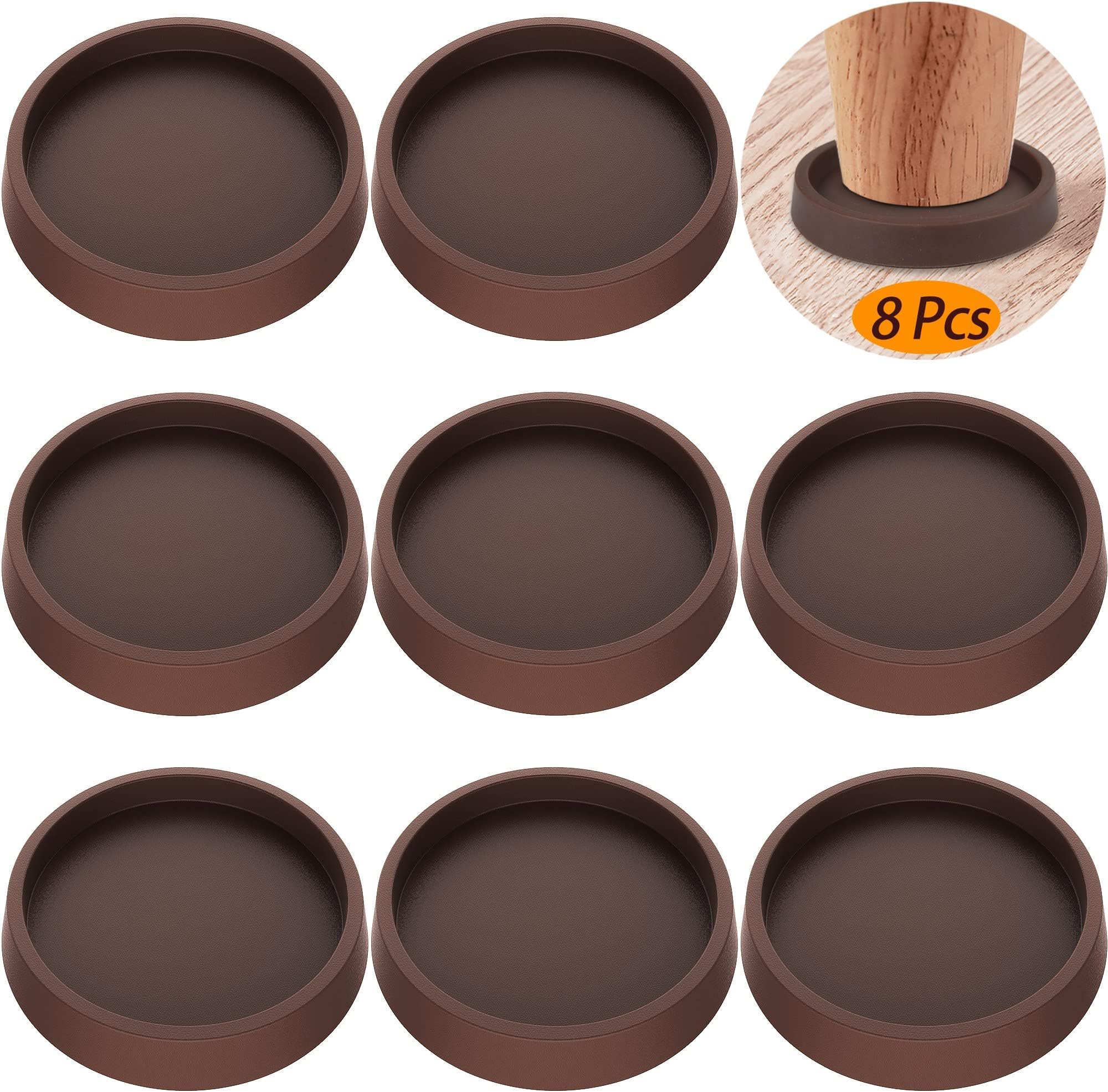 Furniture Leg Coasters 8Pcs Caster Cups 2.5”Non Slip Rubber Pads Hardwood Floors Protectors for Sofa Bed Piano Chair Leg Anti Slide Floor Protector