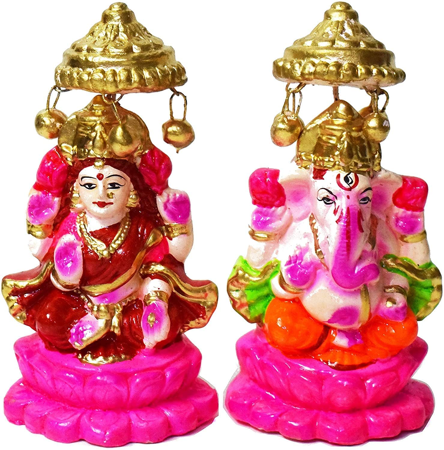 Buy SATVIK Clay Laxmi Ganesh Statue 5" Beautiful Pair of Lord Ganesha