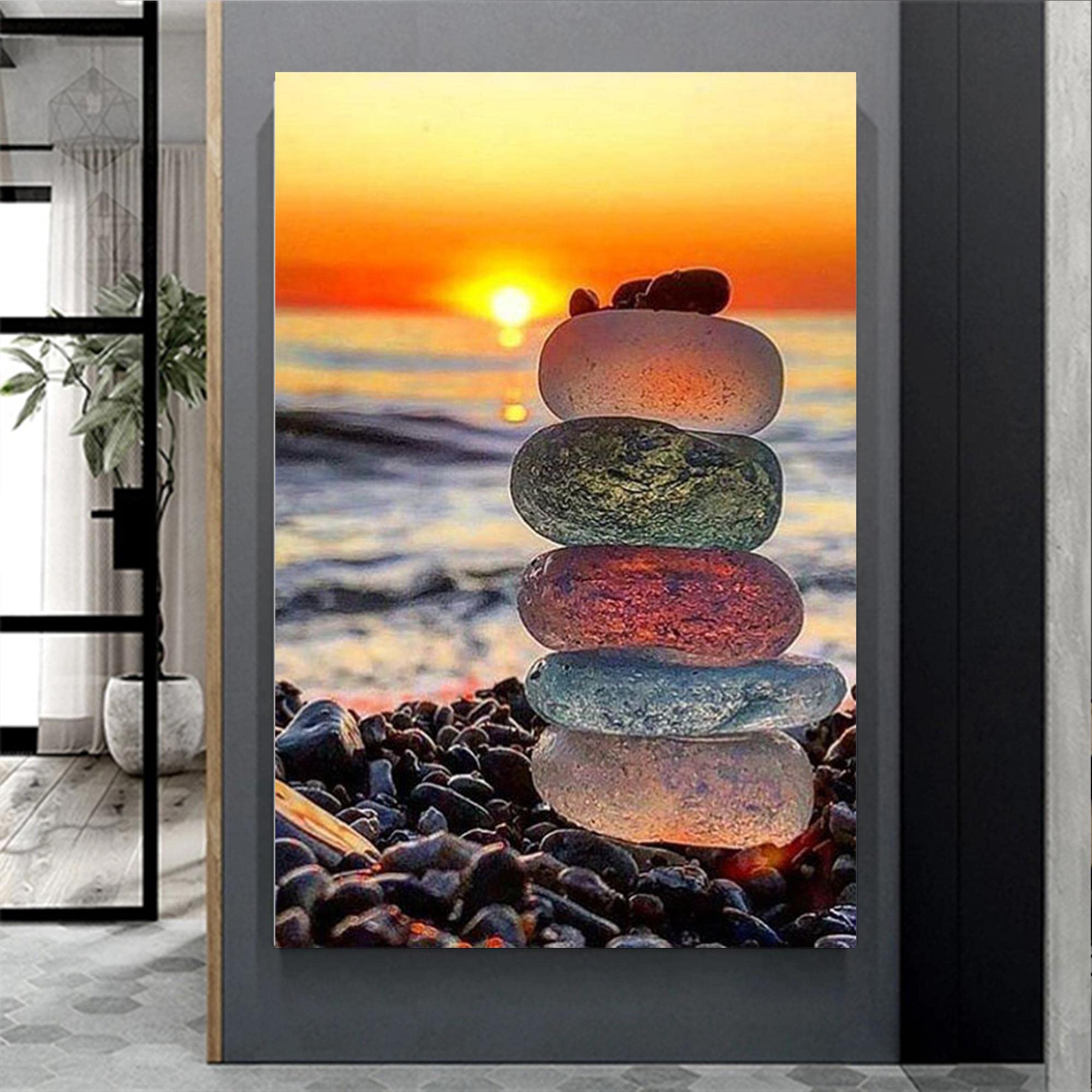 Sunset Seaside Colorful Sea Stones - Rompecabezas de Madera de 5000 Piezas - Juguetes educativos de Aprendizaje para niños y niñas