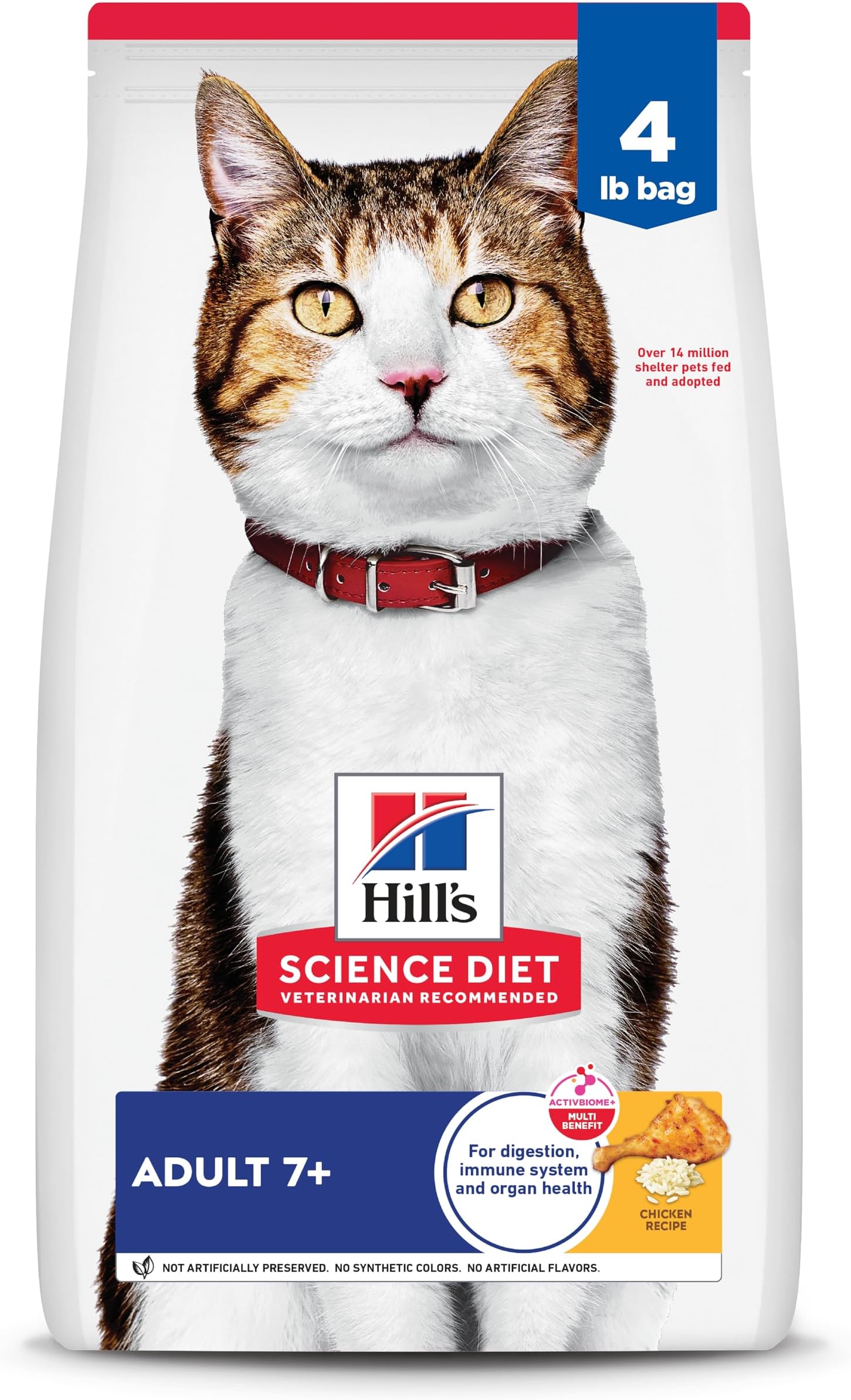 Adult 7+ Dry Cat Food, Chicken, 4 lb. Bag