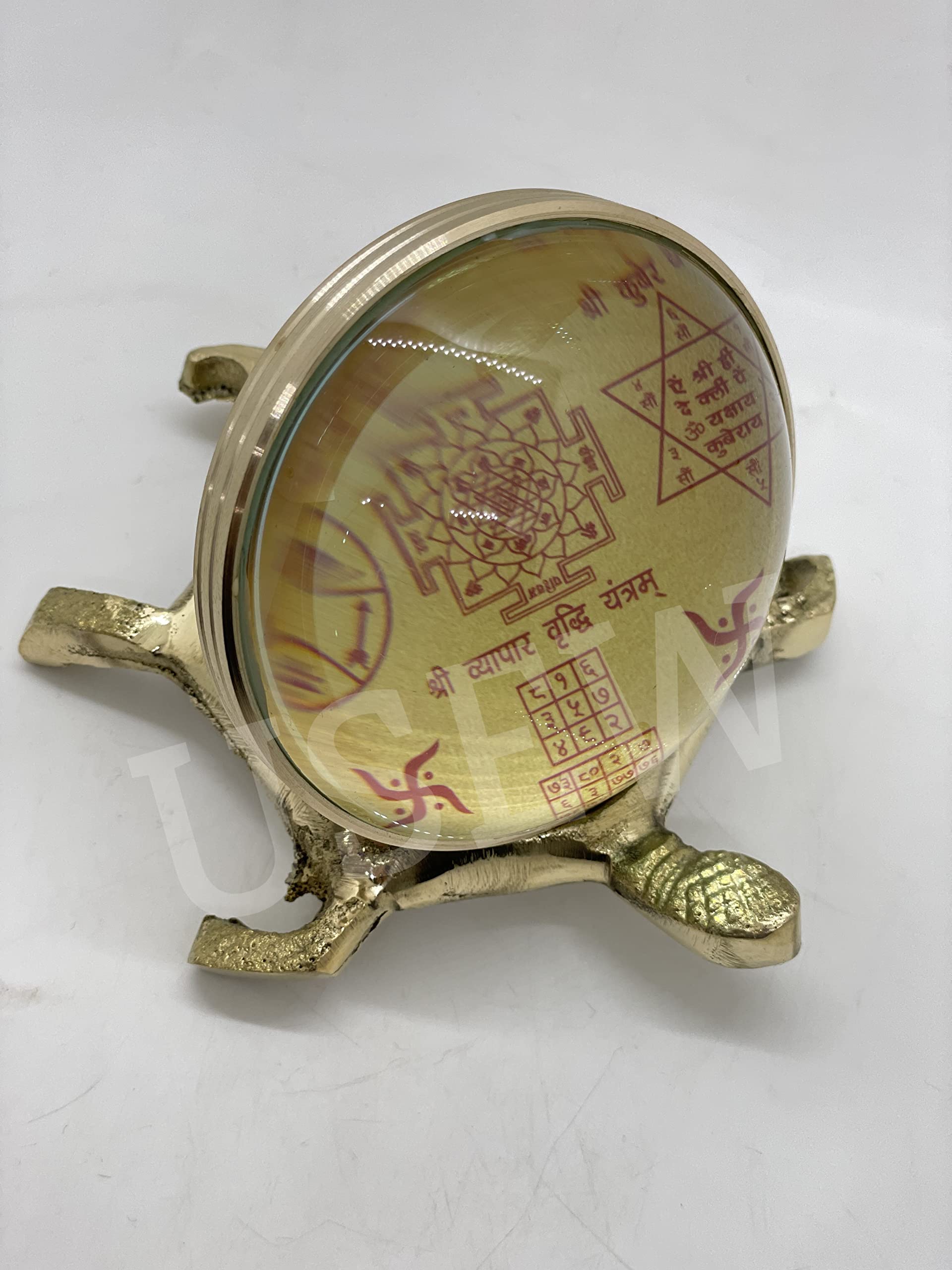 Usew Shri Kuber Yantra Gouri Brass Tortoise with Shree Yantra of Goddess Laxmi Beautifully Crafted for Diwali/Puja Home/Decoration|Puja Samagri|