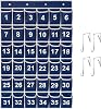 36 Pockets Blue Numbered Classroom Pocket Chart for Cell Phones, Hanging Pocket Chart Storage for Classroom Phone Calculator Holder with 4 Stainless Steel Hooks Blue-36pockets