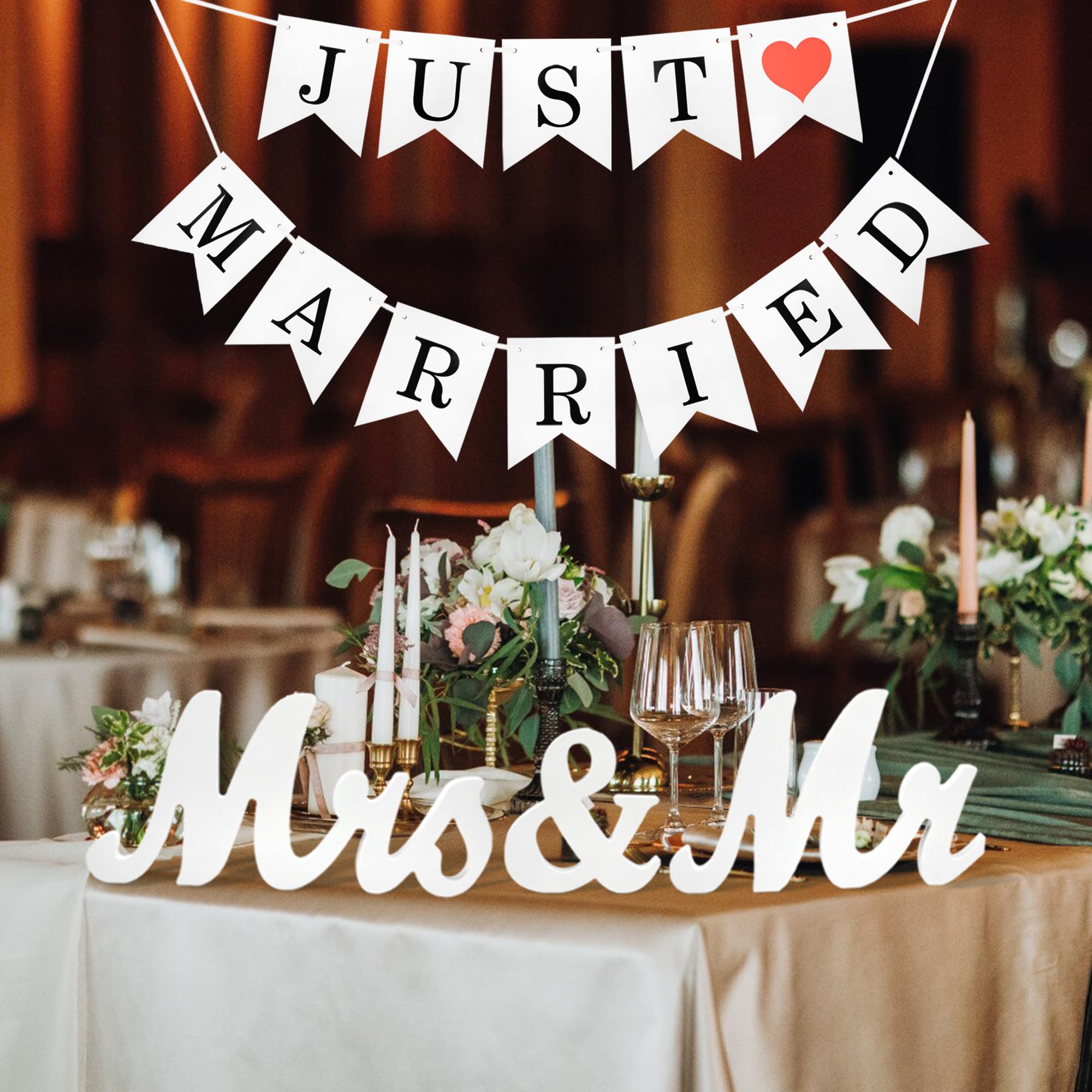 SWTYExt Mr & Mrs Decoratieve bruiloftsfotolijst, gastgeschenken bruiloft, bruidspaar, bruiloft, tafeldecoratie, vintage, houten letterdecoratie voor ceremonie, trouwdag, feest, huis, fotorekwisieten