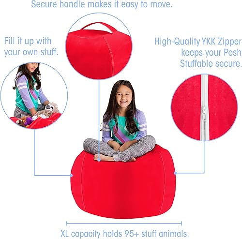 Miniatura 74 de Posh Stuffable - Sillón puff con almacenamiento para niños, contenedor de animales de peluche, organizador de juguetes de niños Lienzo Burbujas Azul