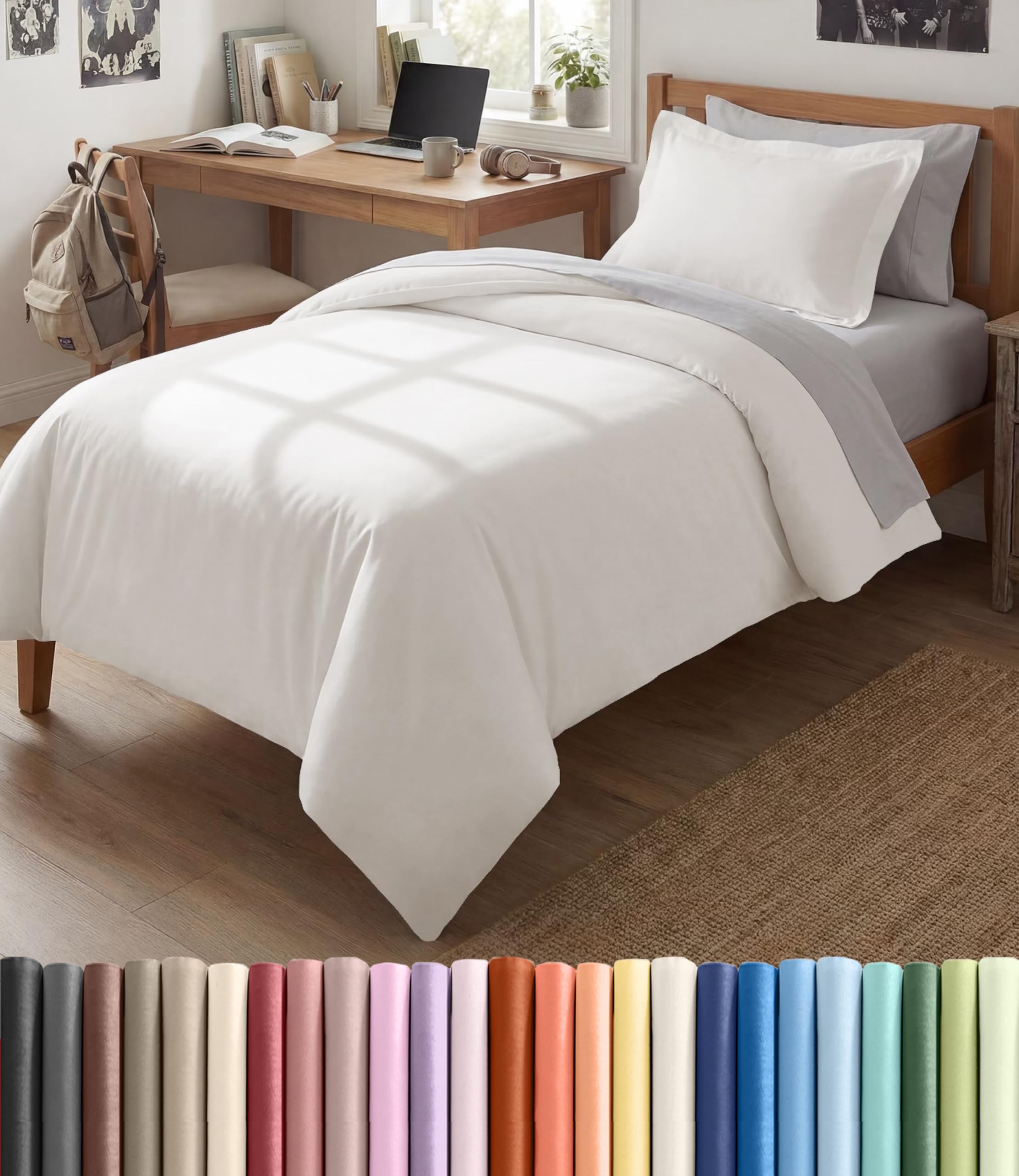 Duvet Cover Twin/Twin XL - 2 Piece Set, College Dorm Room - Antique White