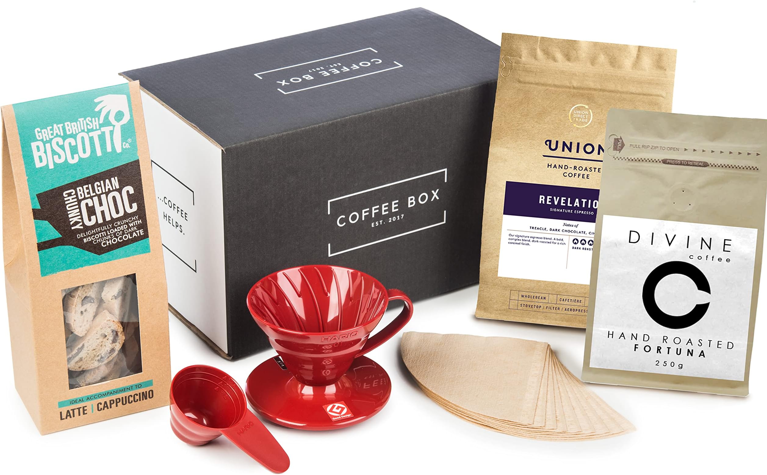 Discover Coffee Gift Set - Coffee Mexico & Rwanda 2X 227g Ground / Filter Coffee & Hario Dripper