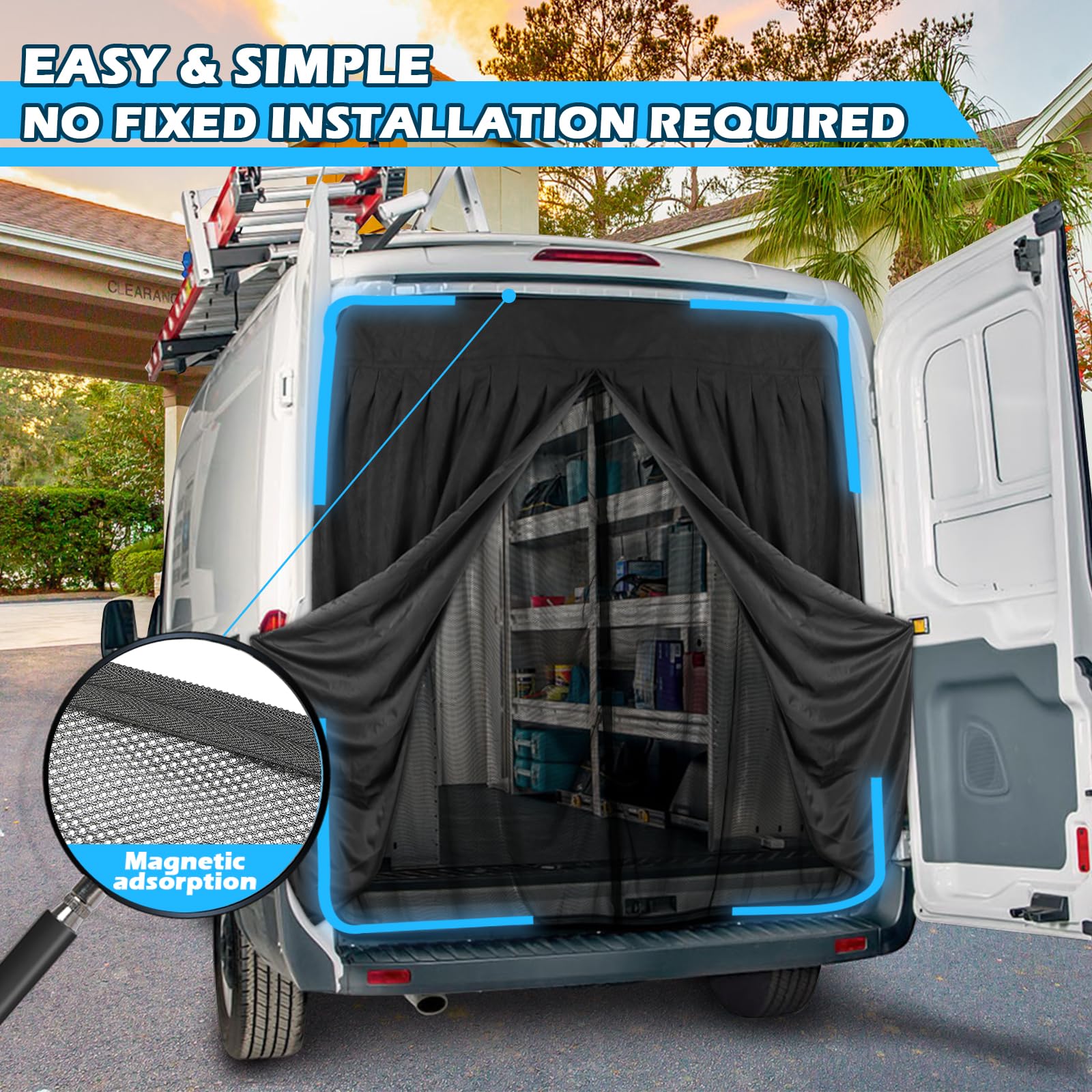 ZWPARTS Magnetischer Van Insektenschutz Maßgeschneidert für 2006-2024 FIAT Ducato/Peugeot Boxer/Citroen Relay X250/X290 H2/H3 and L2 L3 L4, Zweischichtig Auto Insektennetz Moskitonetze für Heckklappe