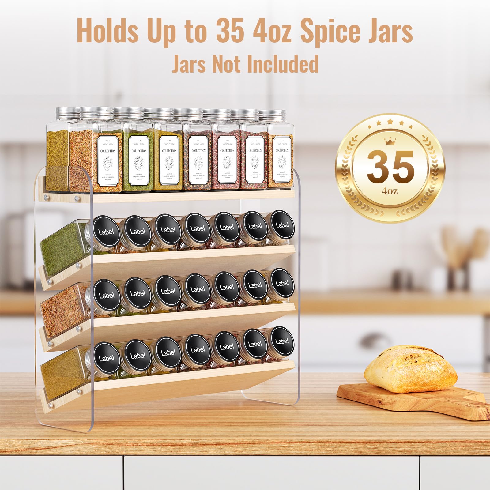 Snapklik.com : MUDEELA Clear Spice Rack Organizer For Cabinet, 4 Tiered ...