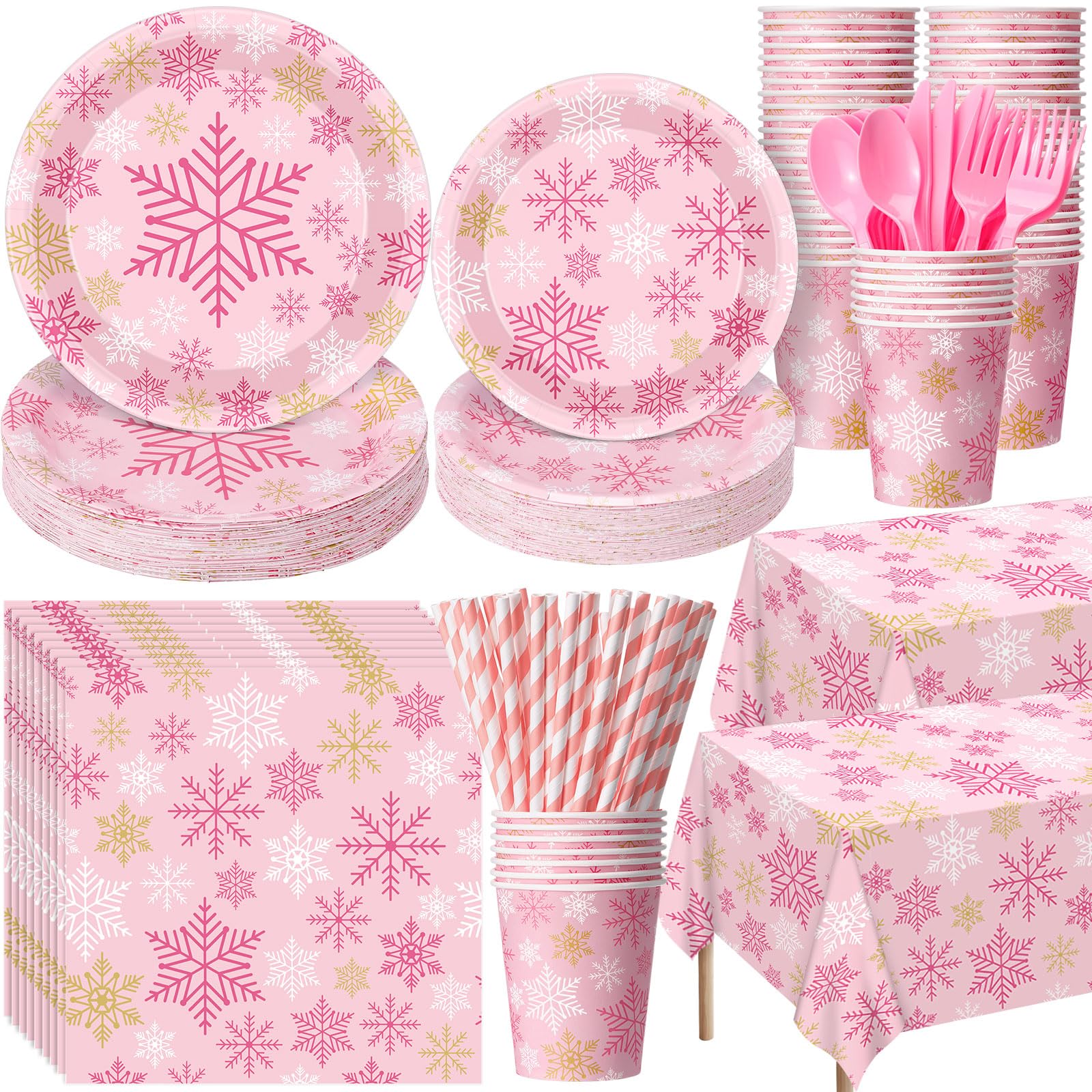 452 Pcs Pink Snowflake Party Decoration