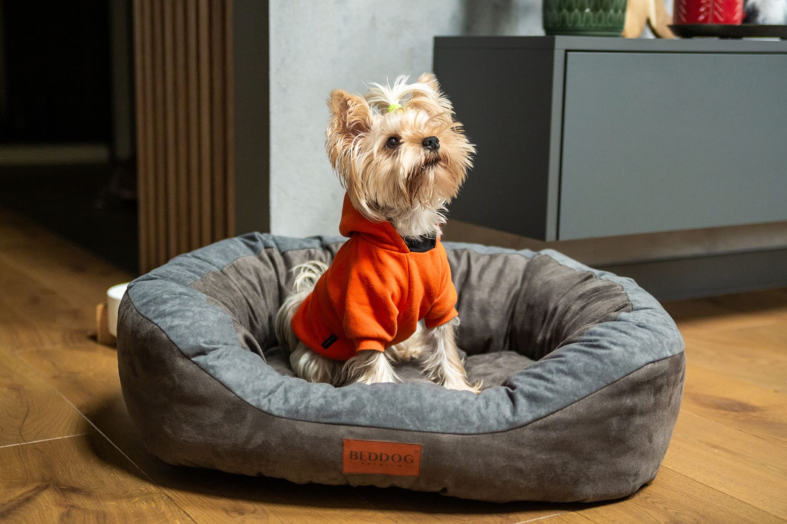 BedDog Letto per Cani PRINS Premium, in Materiale Resistente, Divano per Cani con sponde, Cuscino Ovale per Il Vostro Animale, Divano per Cani - L - Steel-Grey