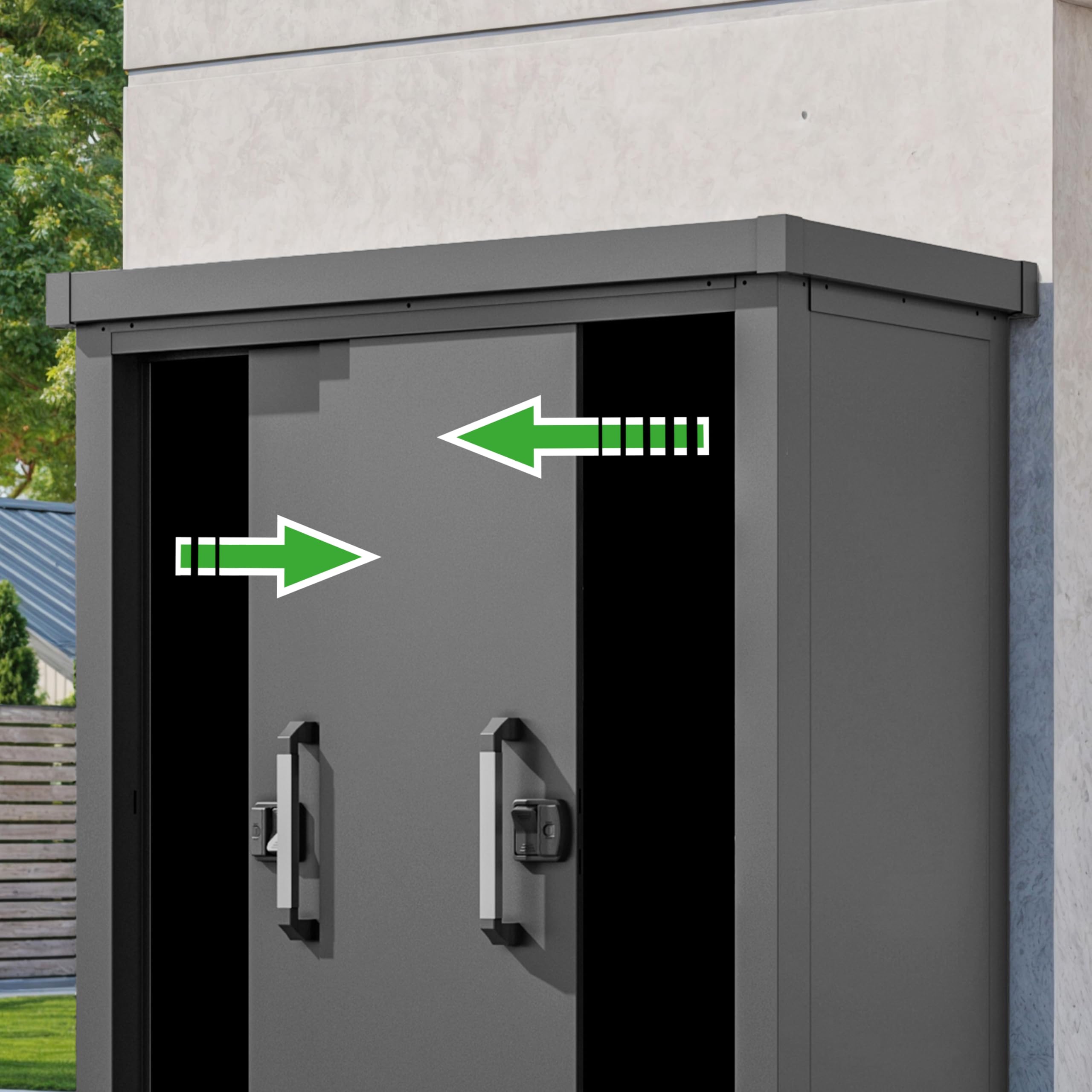 GFP Primeyard Geräteschrank Leon Metall 135x55x112 cm Gartenschrank Schiebetür anthrazit inkl. Fußboden