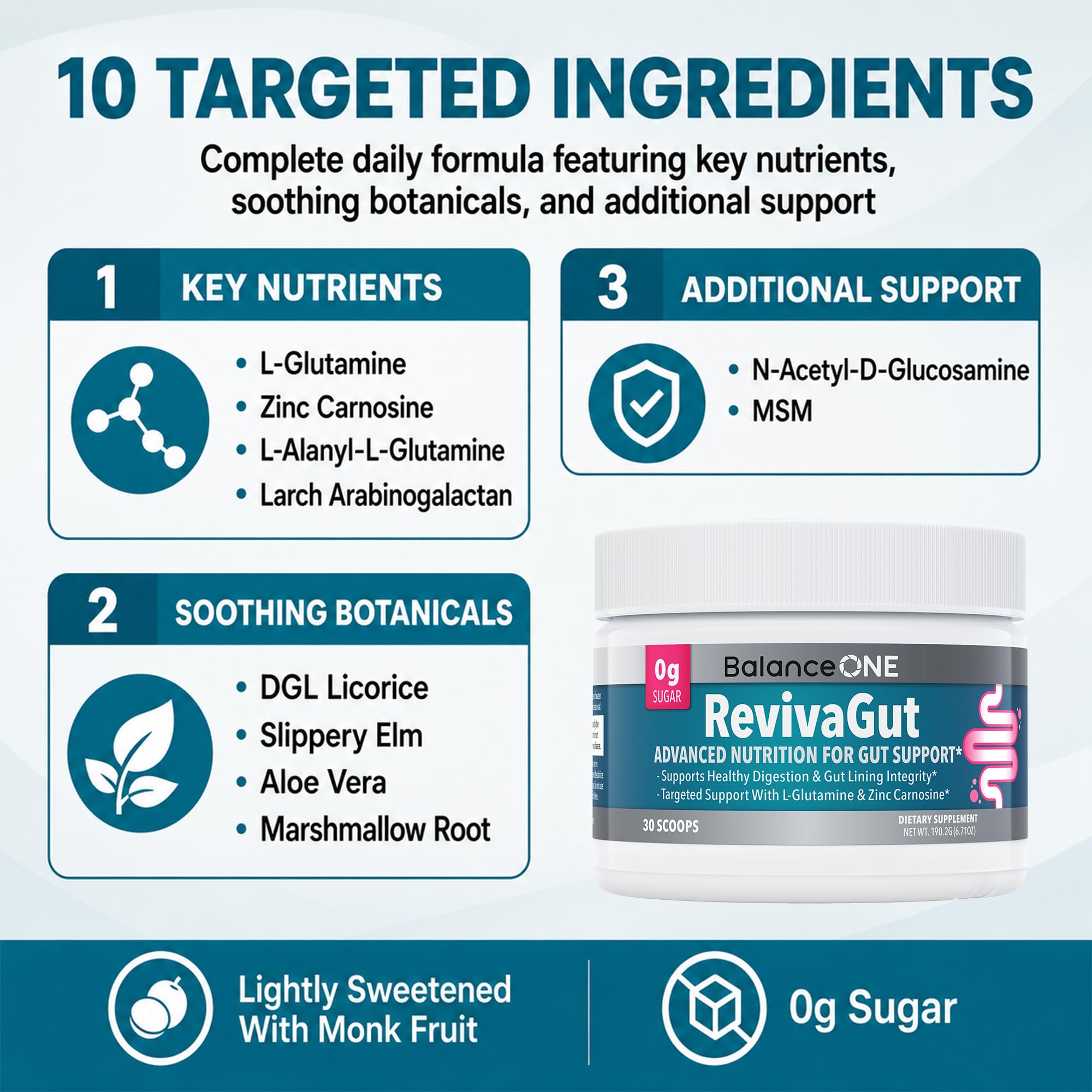 Balance ONE Zinc Carnosine and L-Glutamine Powder, Leaky Gut Repair Formula — Amazon image 5