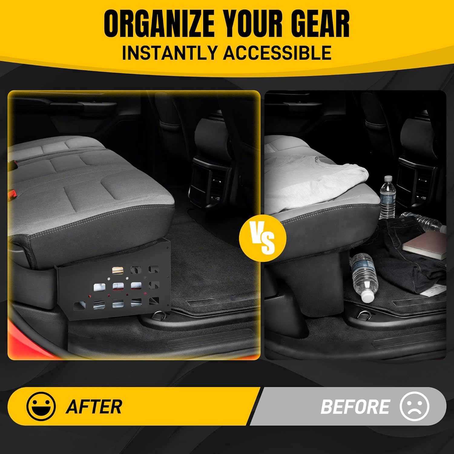 TENGBASE Under Seat Storage Molle Panel for Ford F150 F250 F350 SuperCrew Cab, Heavy Duty Steel Underseat Organizer with Multiple Compartments, Compatible 2015-2025 F150 & 2017-2025 Super Duty