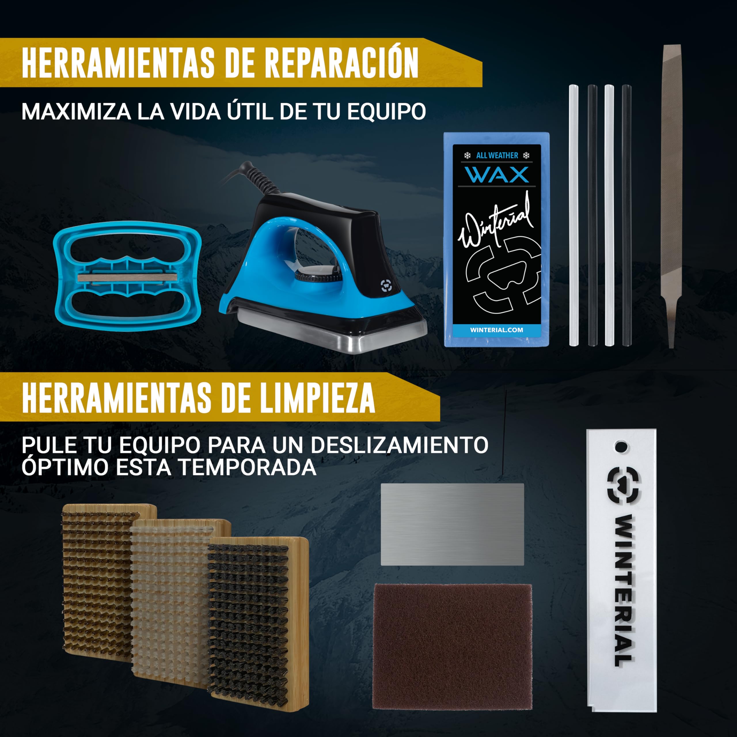 Winterial Kit de afinación de Snowboard y esquí, con Hierro, Cera de Snowboard para Todas Las temperaturas