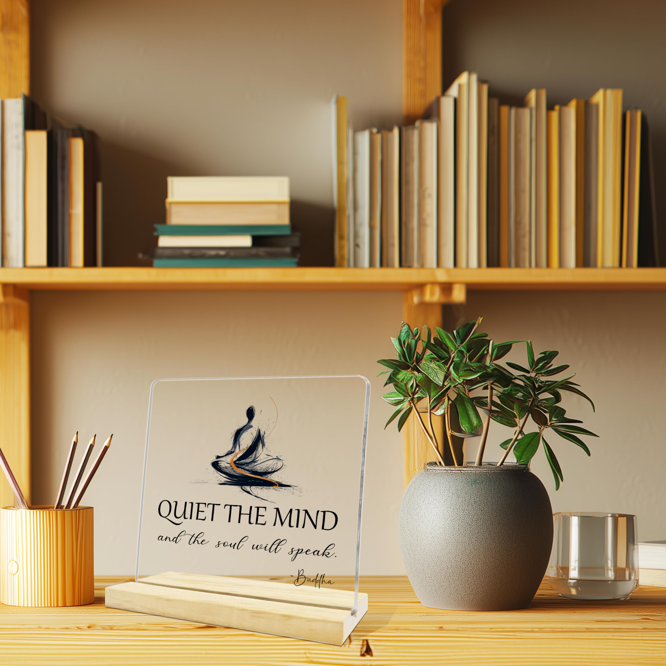 Yoga Meditation Room Decor,Quiet The Mind And The Soul Will Speak,Zen Decor Inspirational Gifts for Home Office Meditation Space