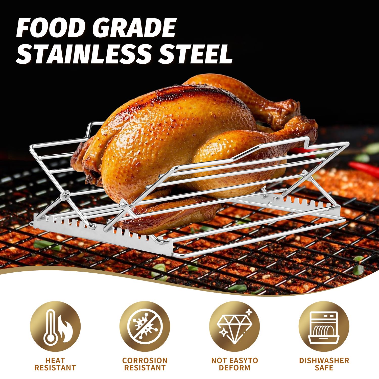 Folding Roasting Rack Charcoal Companion Stainless S'Mores Roasting