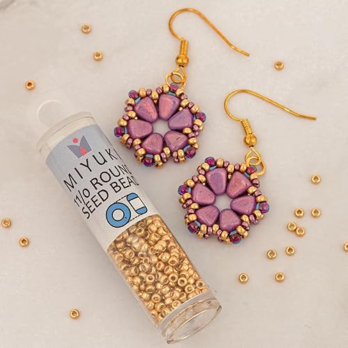 Miniatura 2 de Miyuki Grano redondo de la semilla tamaño 11/0 0.30 oz-tubo galvanizado oro amarillo