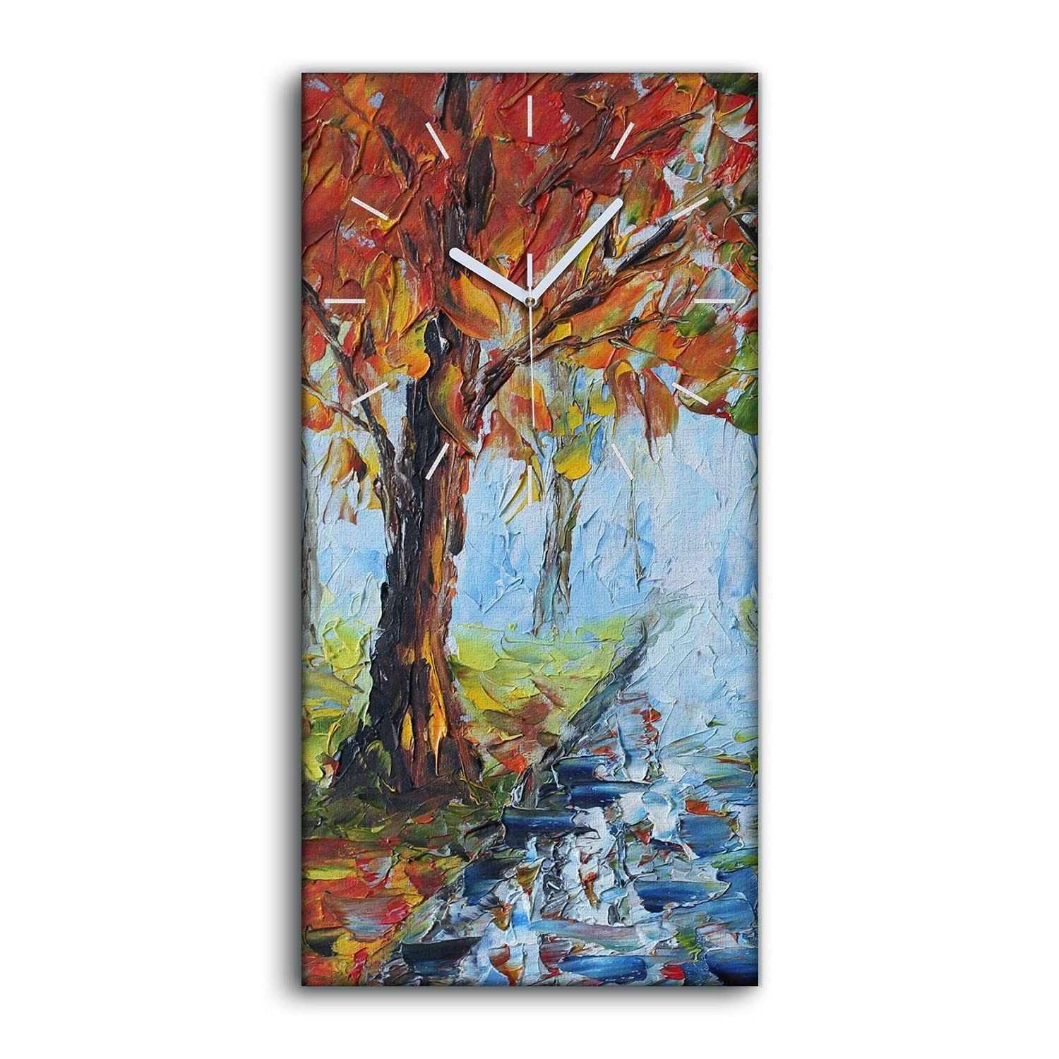 Horloge sur toile paysage d'automne sous la pluie pour sublimer la déco murale du salon