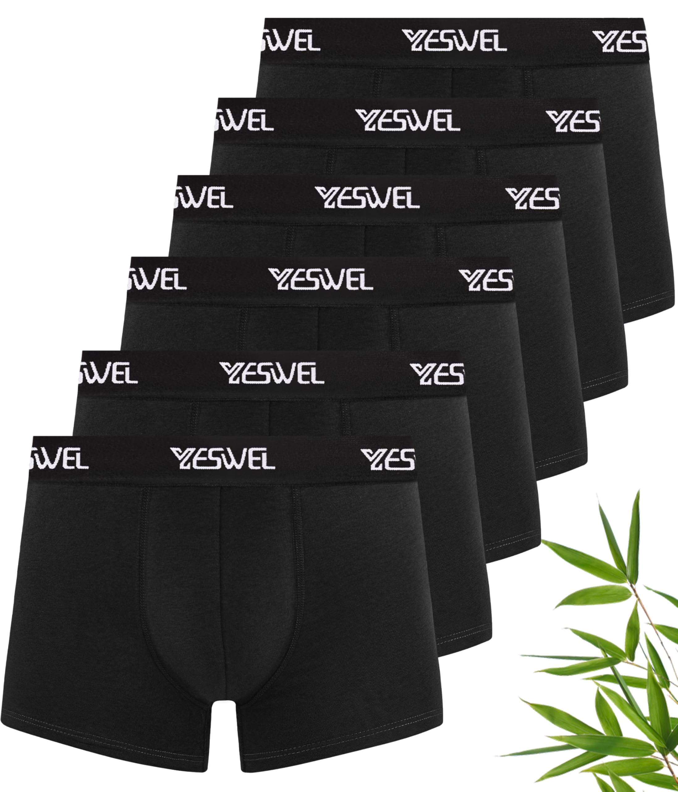YESWEL Boxershorts Herren 6er Pack, Superweicher Bambus Unterhosen Männer, Unterwäsche mit elastischer Taille (Gr.M-3XL)