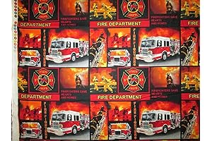 Firetruck Firefighters Fabric - 100% Cotton Sewing Fabric