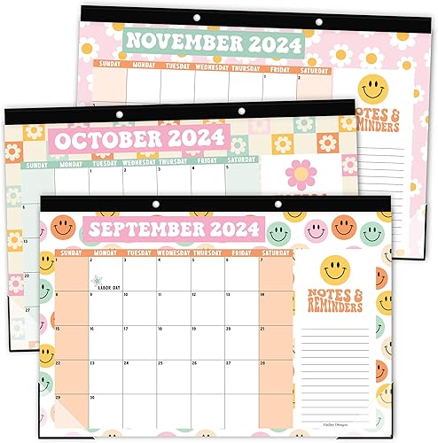 Calendario de escritorio grande retro 2024-2025 Calendario de escritorio 2024 mensual, calendario de escritorio 2024-2025, planificador de