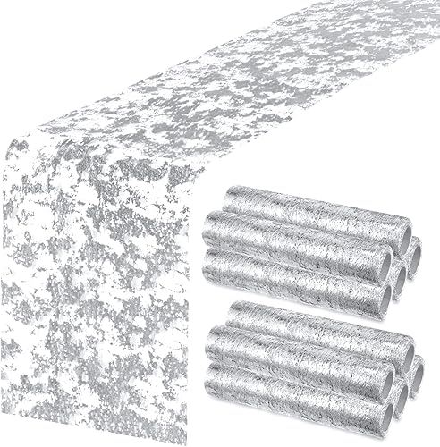 Mixweer 10 caminos de mesa metálicos de 11 x 110 pulgadas, camino de mesa de lentejuelas para decoración de mesa de malla fina para fiestas, bodas,