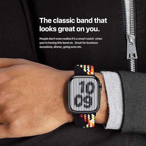 Miniatura 6 de Abanen Correa de reloj trenzada de nailon elástico compatible con Apple Watch de 1.496 pulgadas, 1.575 pulgadas, 1.772 pulgadas, 1.772 pulgadas,