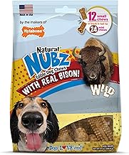 Nylabone Nubz Wild Natural Dog Chew Treats for Small Dogs, Long Lasting Dog Chew Bones Made in USA, Bison Flavor, for Dogs Up to 25 lbs. (12 Count)